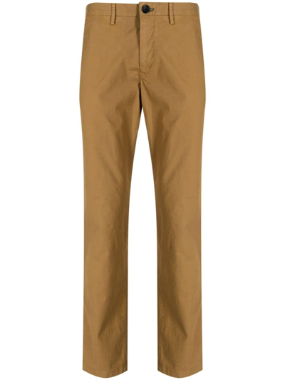 Ps By Paul Smith Zebra-motif Stretch-cotton Trousers In Brown