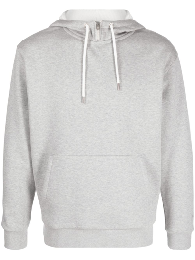 Fursac Embroidered-logo Cotton Hoodie In Grey