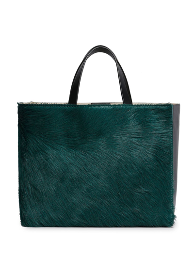 Marni Museo Calf-hair Leather Tote Bag In Green