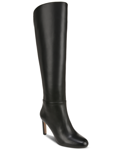 Sam Edelman Women's Shauna Almond Toe High Heel Tall Boots In Black Leather