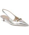 Sam Edelman Women's Bianka 60mm Metallic Leather Slingback Pumps In Soft Silver