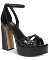 Sam Edelman Kamille Womens Patent Platform Heel Ankle Strap In Black