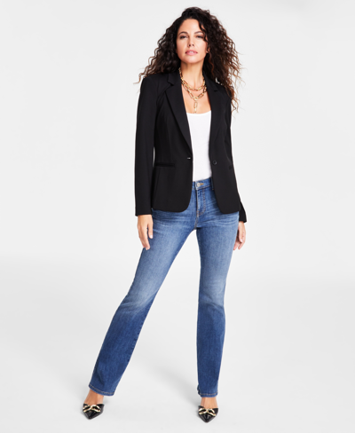 Inc International Concepts Petite Ponte Blazer, Created For Macy's In Deep Black