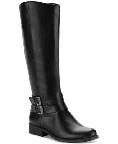 Style & Co Women's Maliaa Buckled Riding Boots, Created For Macy's In Black