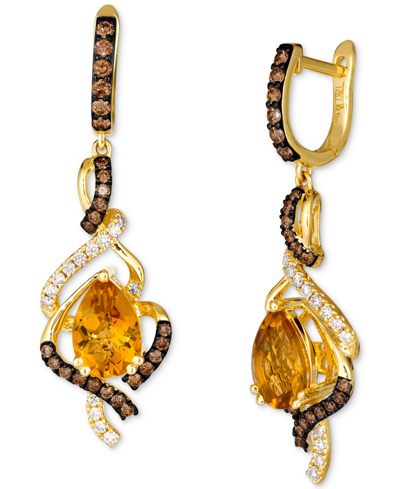 Le Vian Cinnamon Citrine (2 Ct. T.w.) & Diamond (3/4 Ct. T.w.) Drop Earrings In 14k Gold