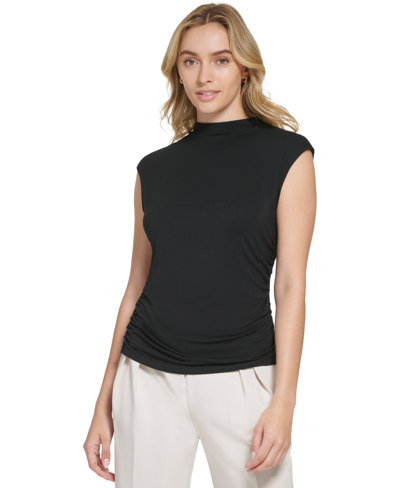 Calvin Klein Women's X-fit Sleeveless Mock Neck Top In Black