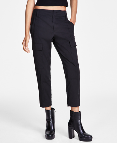 Calvin Klein Jeans Est.1978 Women's High-rise Stretch Twill Cargo Ankle Pants In Black