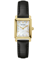 Bulova Women's Classic Sutton Diamond Accent Black Leather Strap Watch 21mm In Black