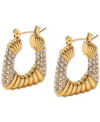 Heymaeve 18k Gold-plated Small Pave Square Textured Hoop Earrings In Gold