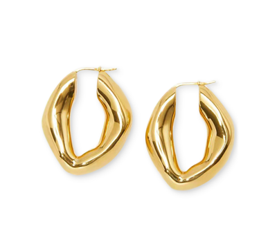 Heymaeve 18k Gold-plated Medium Artistic Hoop Earrings In Silver