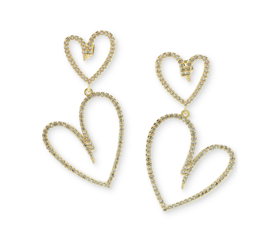 Heymaeve 18k Gold-plated Pave Heart Double Drop Earrings