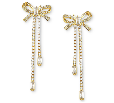 Heymaeve 18k Gold-plated Cubic Zirconia Bow Linear Drop Earrings