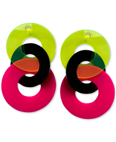 Swanky Designs Link Up Drop Earrings In Flourescent Green