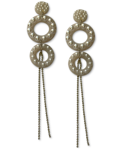 Swanky Designs Double Circle Charisma Drop Earrings In Pearl White