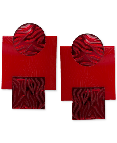 Swanky Designs Tahari Geo Drop Earrings In Red