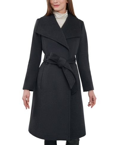 Anne Klein Women's Cashmere Blend Belted Wrap Coat In Charcoal