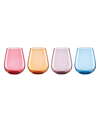 Oneida True Colors Stemless Wine Glasses, Set Of 4 In Multi