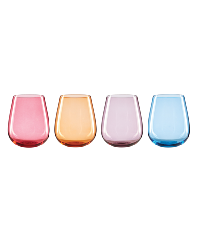 ONEIDA TRUE COLORS STEMLESS WINE GLASSES, SET OF 4