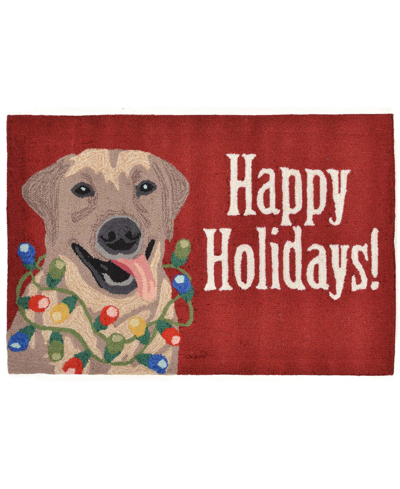 Liora Manne Frontporch Happy Holidays 2'6" X 4' Outdoor Area Rug In Red