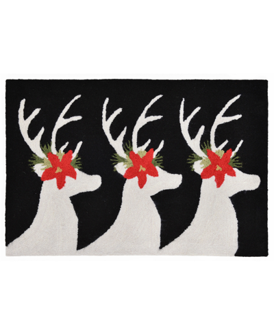 Liora Manne Frontporch Reindeer 1'8" X 2'6" Outdoor Area Rug In Black