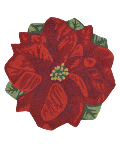 Liora Manne Frontporch Poinsettia 3' X 3' Round Outdoor Area Rug In Red