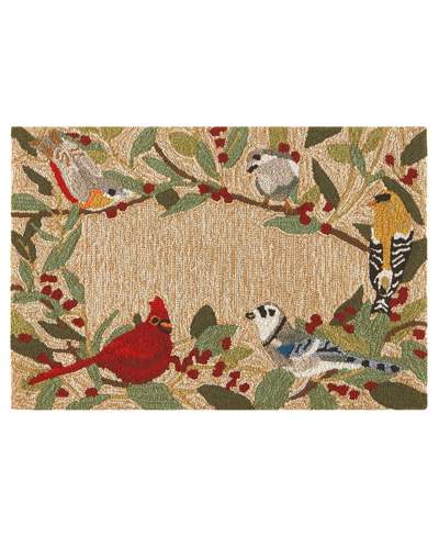 Liora Manne Frontporch Bird Border 1'8" X 2'6" Outdoor Area Rug In Beige