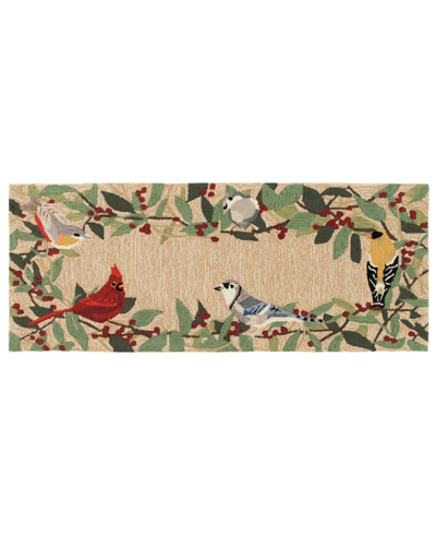 Liora Manne Frontporch Bird Border 2' X 5' Runner Outdoor Area Rug In Beige