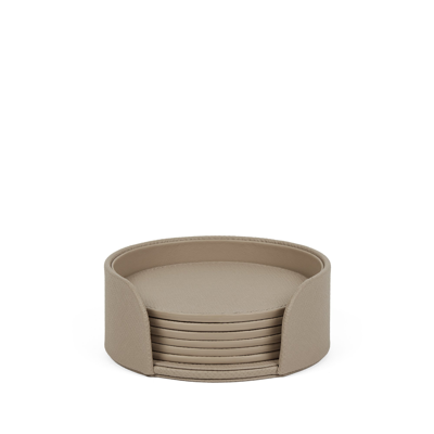 Smythson Coaster Set In Panama In Sandstone