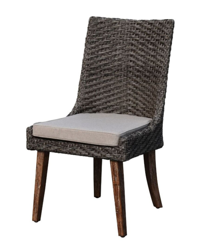 Courtyard Casual Cosmos Teak 2 Side Chairs In Taupe