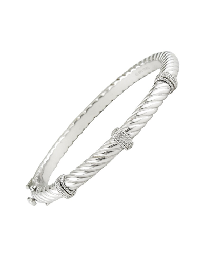 Diamond Select Cuts Silver & Steel 0.05 Ct. Tw. Diamond Bar Bangle Bracelet