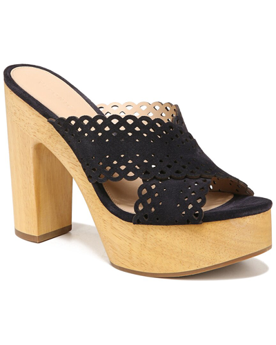 Veronica Beard Gaynor Suede Clog Sandals In Black