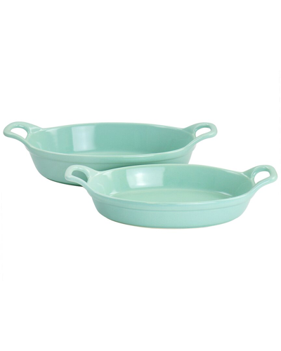 Martha Stewart 2pc Stoneware Oval Baker Set In Green