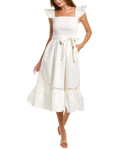 Leota Belted Poplin Midi Dress In White