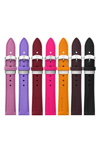 Michele 18mm Silicone Watch Strap Gift Set In Pink/ Purple Multi