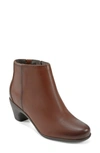 Easy Spirit Women's Camira Round Toe Tapered Heel Casual Booties In Medium Brown Leather