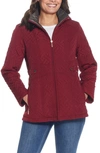 Gallery Quilted Jacket With Removable Hood In Merlot