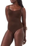 Spanx Thinstincts 2.0 Camisole Thong Bodysuit In Chestnut Brown