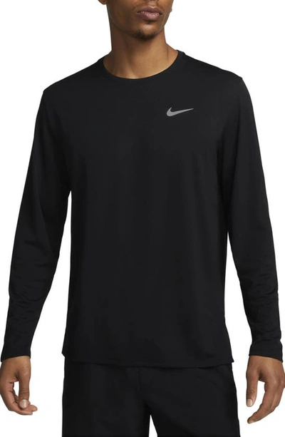 Nike Dri-fit Uv Long-sleeve Running Top In Black