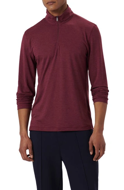 Bugatchi Quarter Zip Performance Pullover In Burgundy