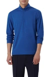 Bugatchi Reversible Knit Quarter Zip Pullover In French Blue