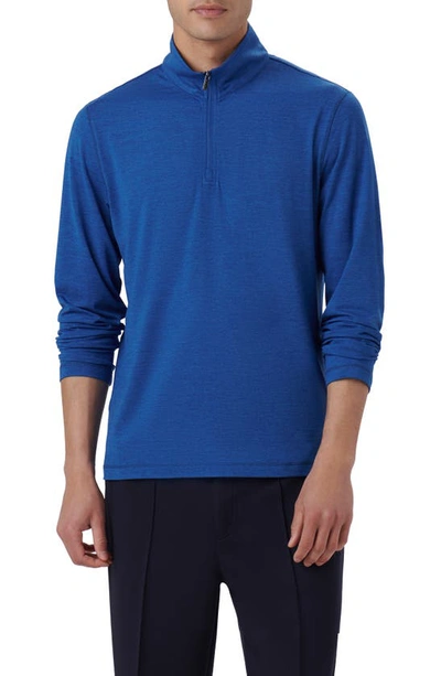 Bugatchi Quarter Zip Performance Pullover In French Blue