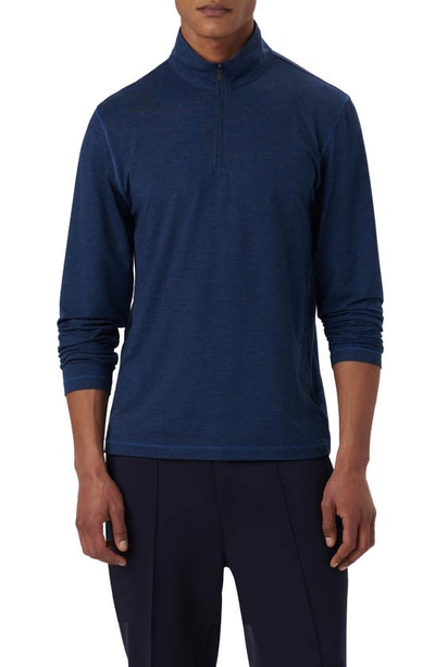 Bugatchi Quarter Zip Performance Pullover In Navy