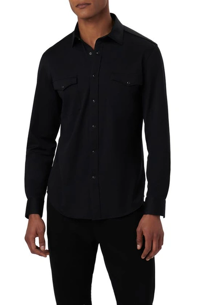 Bugatchi Men's Bill Ooohcotton Western Shirt In Caviar