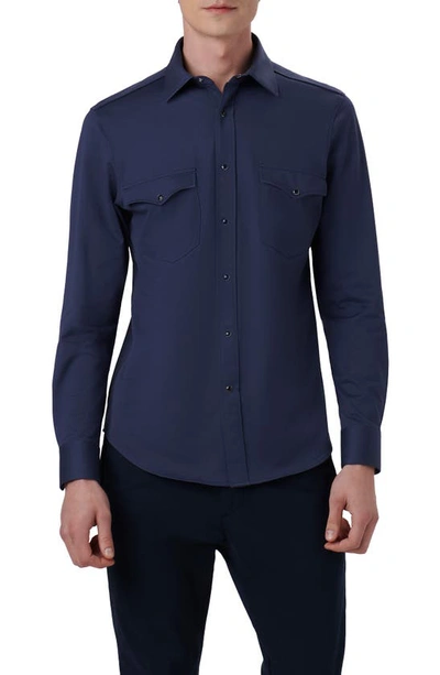Bugatchi Bill Ooohcotton® Snap-up Western Shirt In Navy