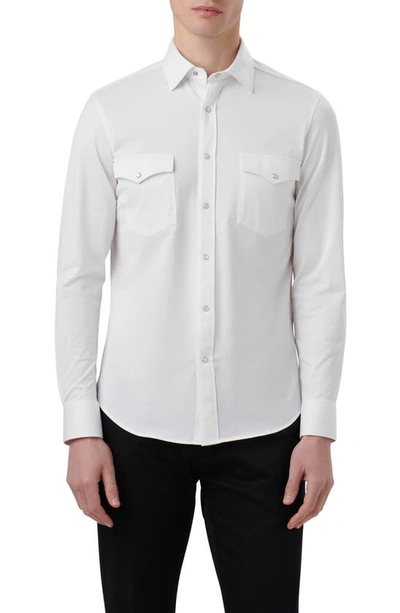 Bugatchi Bill Ooohcotton® Snap-up Western Shirt In White