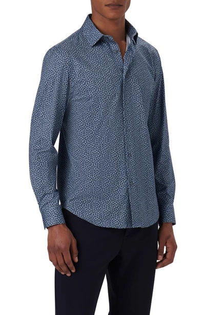 Bugatchi James Ooohcotton® Paisley Print Button-up Shirt In Navy