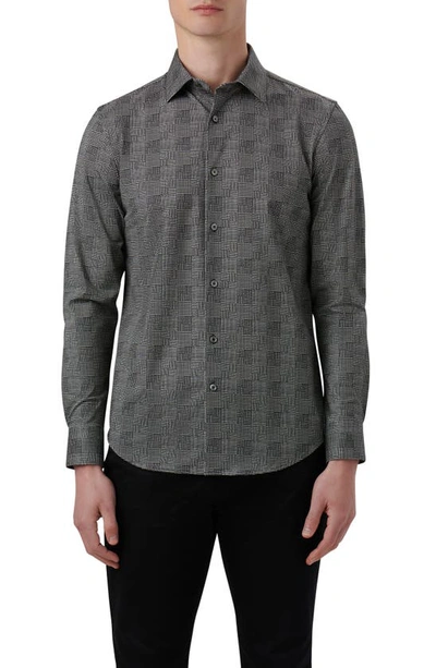 Bugatchi James Ooohcotton® Dupplin Check Button-up Shirt In Black