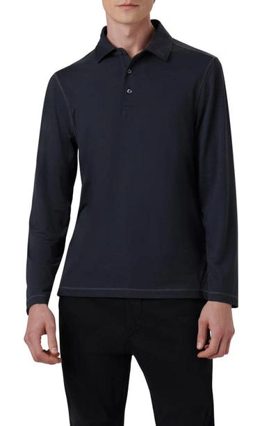 Bugatchi Long Sleeve Performance Polo In Caviar