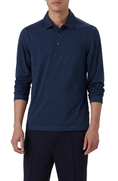 Bugatchi Long Sleeve Performance Polo In Navy