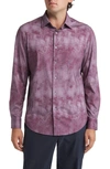 Bugatchi James Ooohcotton® Airbrush Print Button-up Shirt In Bugandy